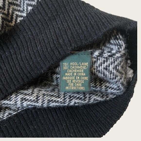 Bobby Jones Chevron V Neck Sweater Wool Cashmere Black Gray XL - Picture 7 of 14